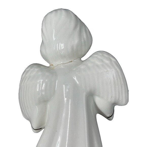 White and Gold Ceramic Angels Playing Musical Instruments Set of 3 Angels - Picture 10 of 11